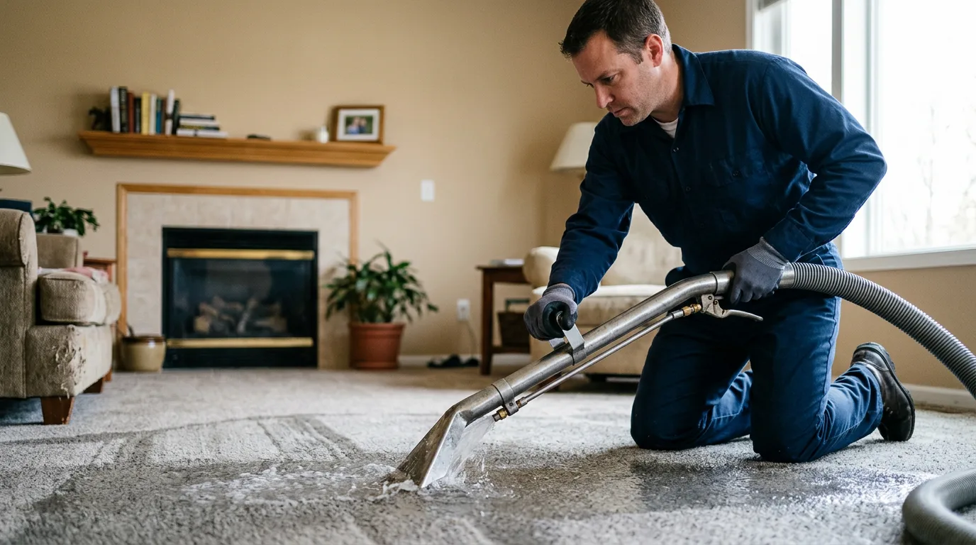 Water damage restoration technician working near East Quogue, NY
